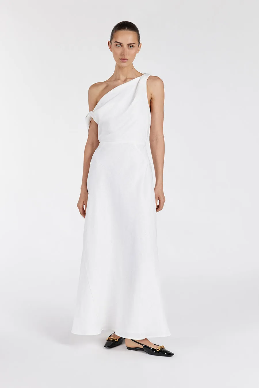 JOELLE WHITE LINEN MIDI DRESS sold by Dissh product image thumbnail 2