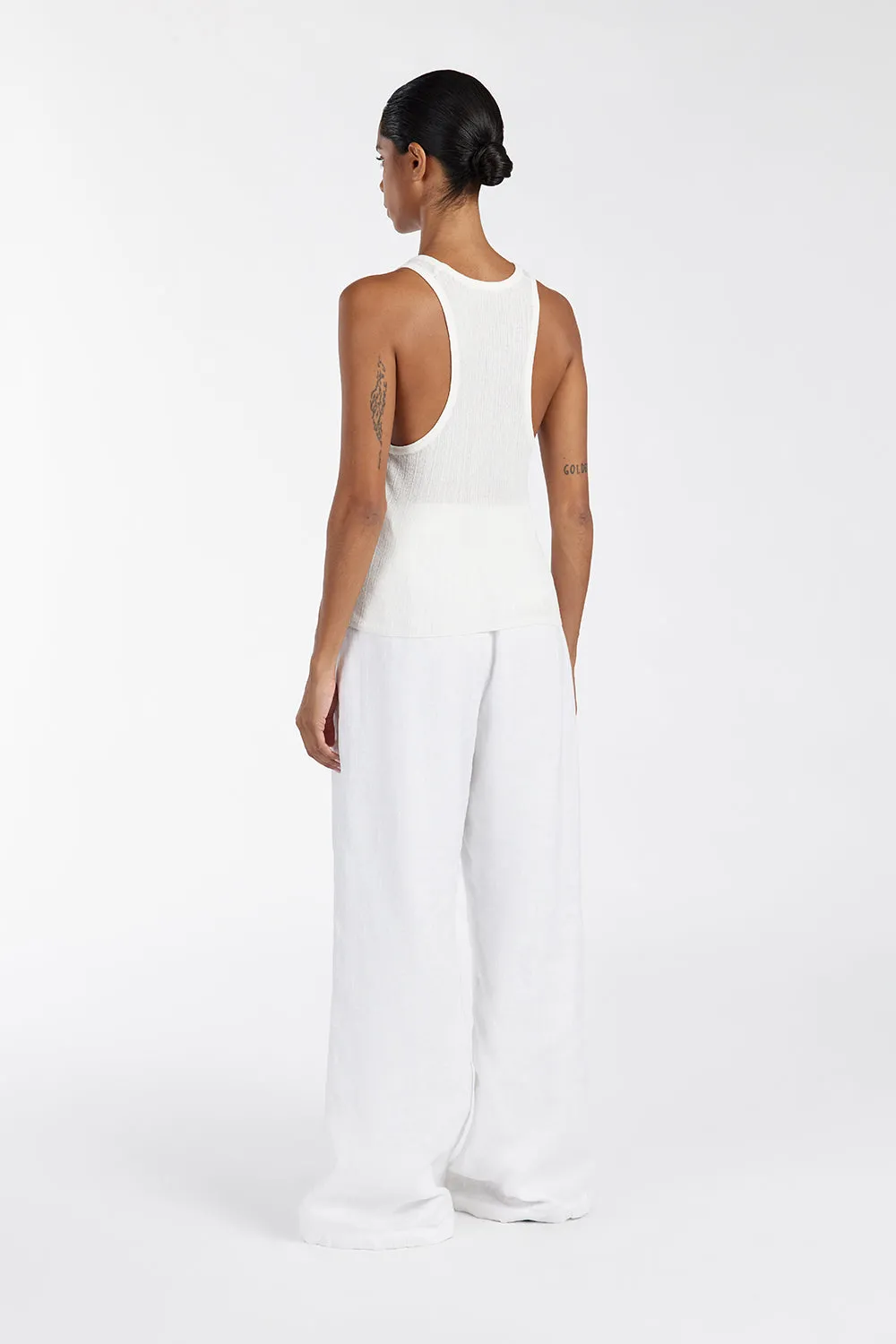 ALMA WHITE TEXTURED SCOOP KNIT TANK sold by Dissh product image thumbnail 4