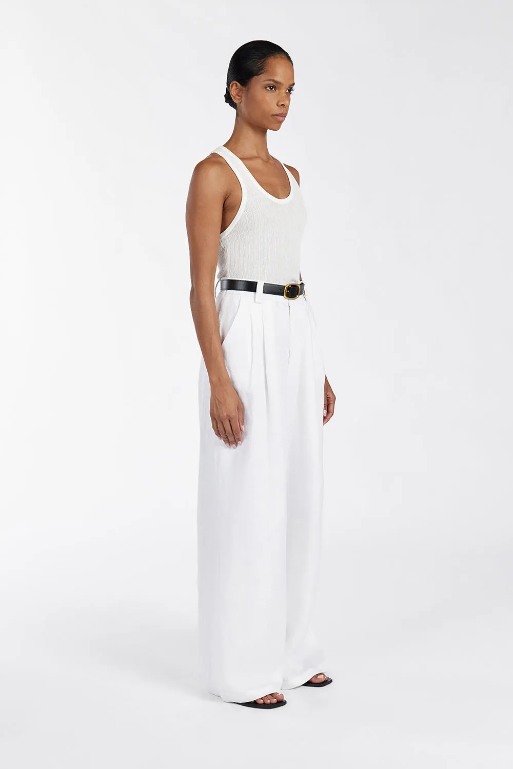 ALMA WHITE TEXTURED SCOOP KNIT TANK sold by Dissh product image thumbnail 3