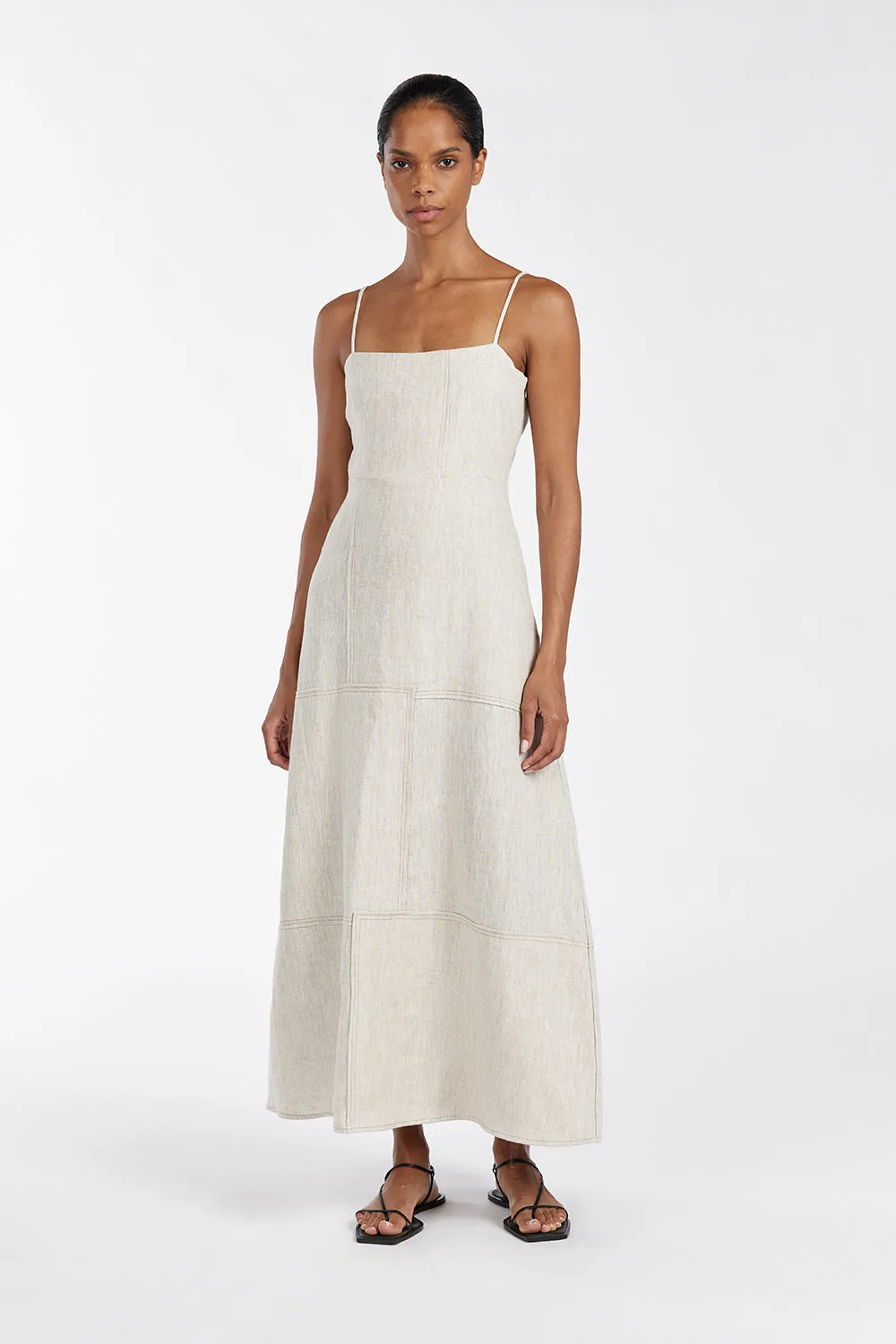 CATIE NATURAL PATCHWORK MIDI DRESS sold by Dissh