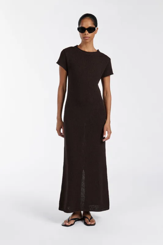 LEO BITTER CHOC KNIT MIDI DRESS sold by Dissh
