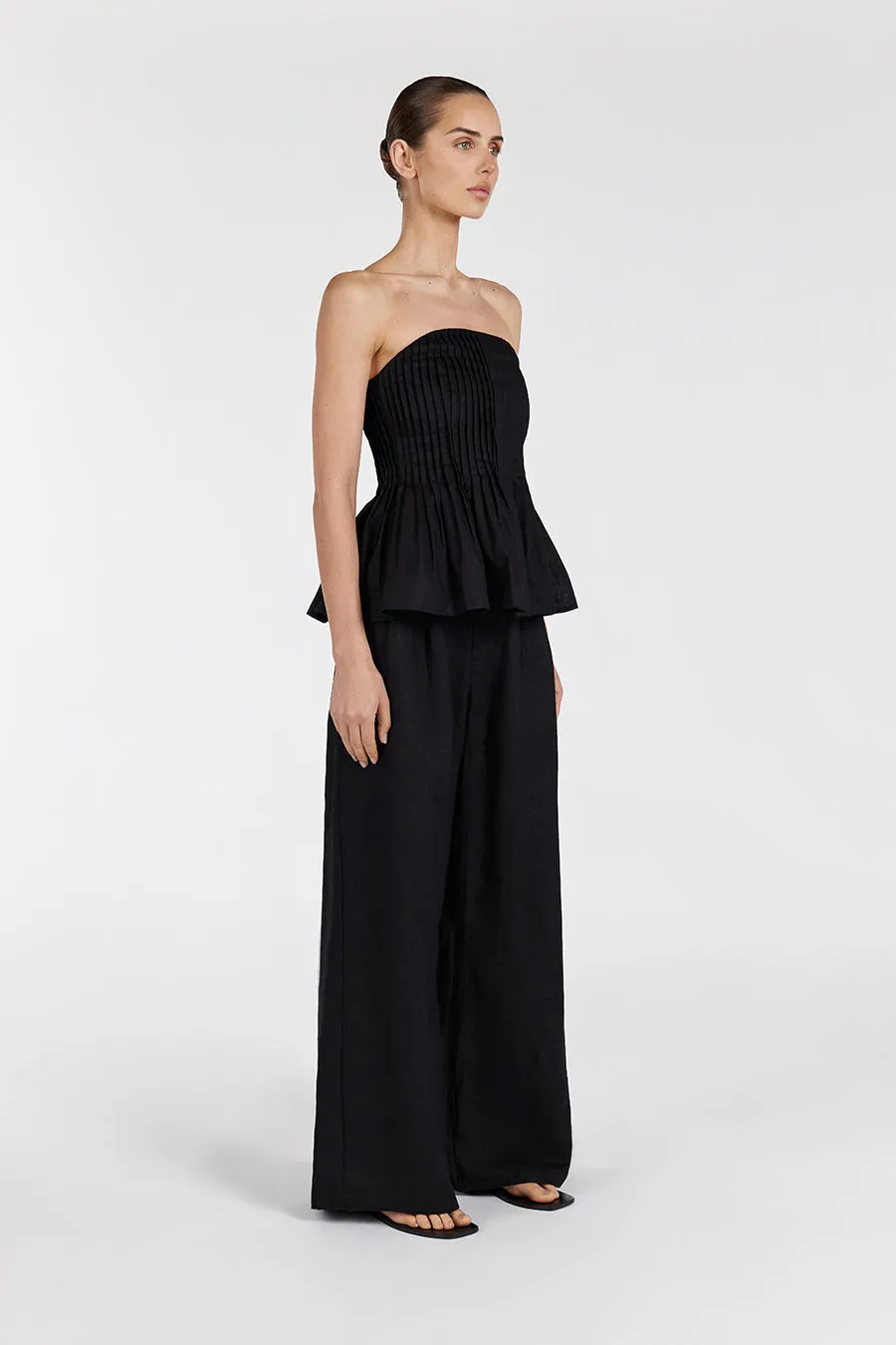 PAIGE BLACK LINEN STRAPLESS TOP sold by Dissh product image thumbnail 3