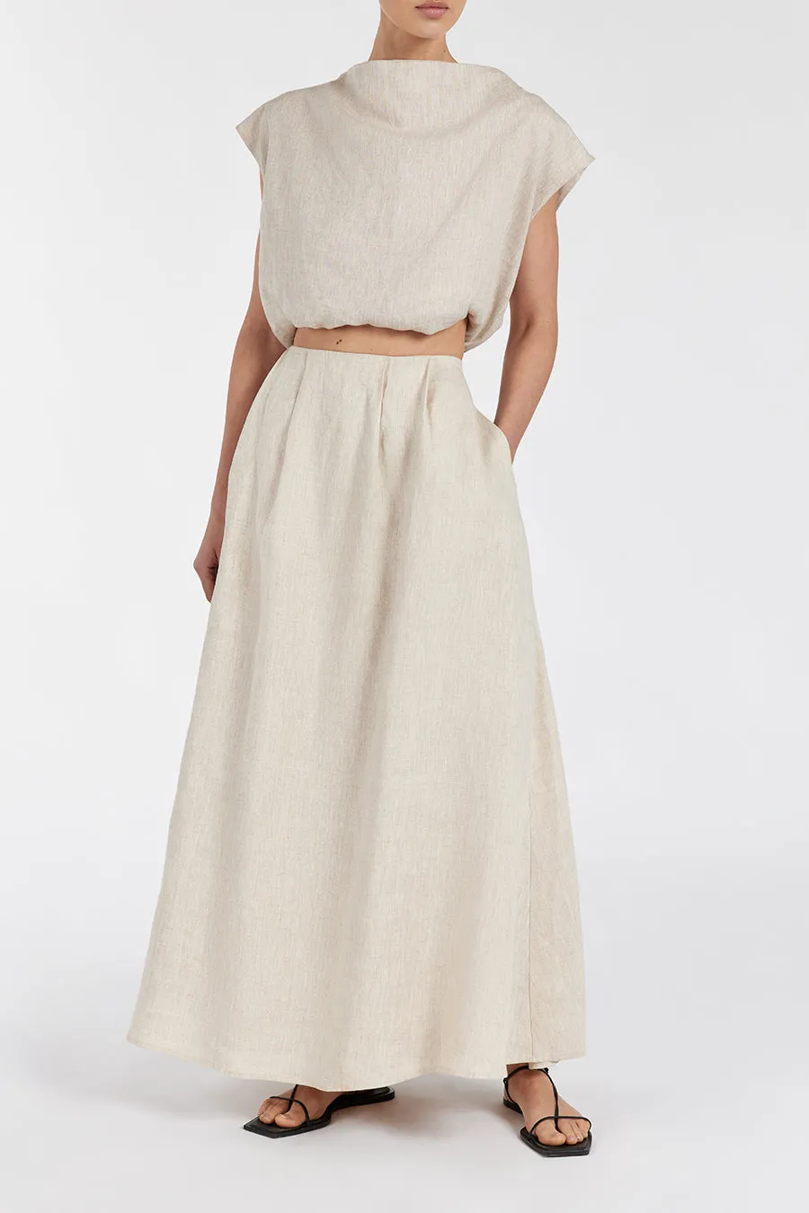AMY NATURAL LINEN MIDI SKIRT sold by Dissh product image thumbnail 3