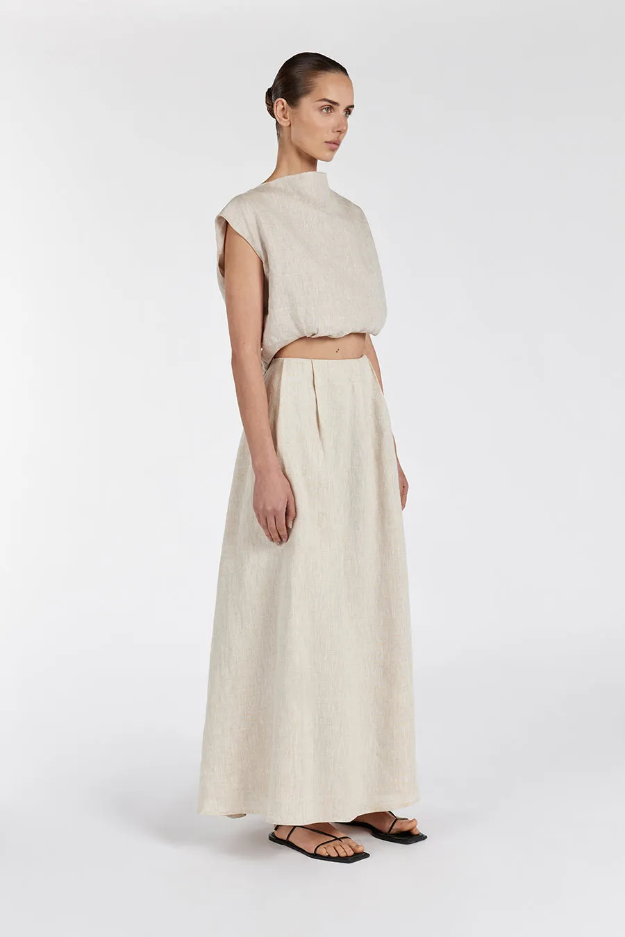 AMY NATURAL LINEN MIDI SKIRT sold by Dissh product image thumbnail 4