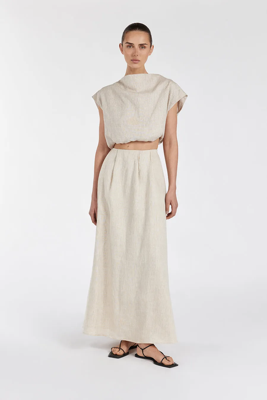 AMY NATURAL LINEN MIDI SKIRT sold by Dissh product image thumbnail 2