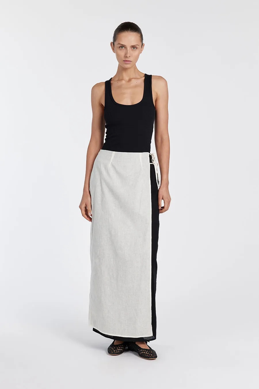 MEGAN CREAM/BLACK WRAP SKIRT sold by Dissh product image thumbnail 2