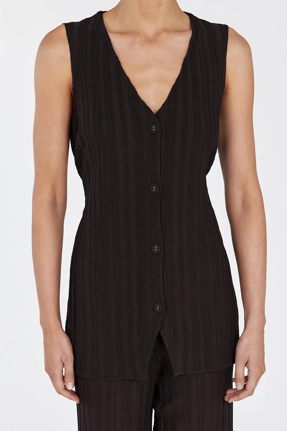 SYLVIA BITTER CHOC LONGLINE VEST sold by Dissh product image thumbnail 5
