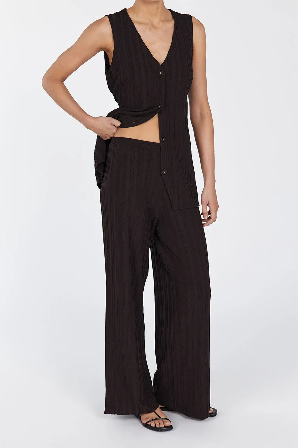 SYLVIA BITTER CHOC KNIT PANT sold by Dissh product image thumbnail 2