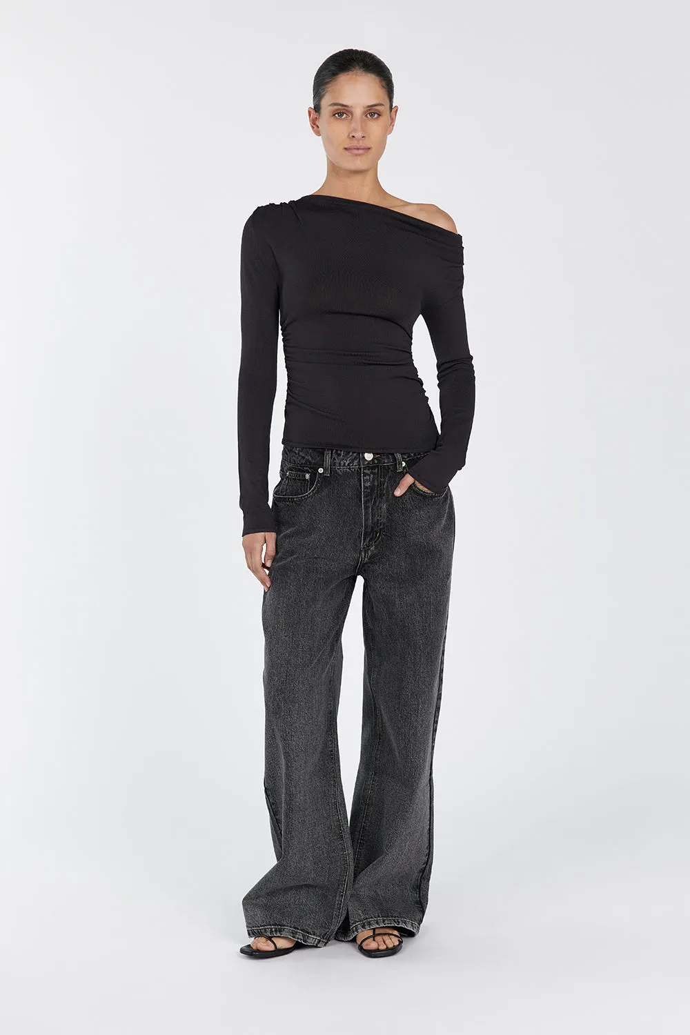 ENZO BITTER CHOC LONG SLEEVE TOP sold by Dissh