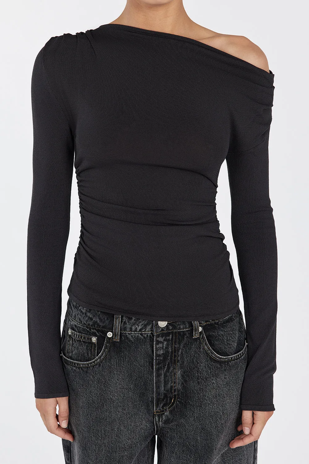 ENZO BITTER CHOC LONG SLEEVE TOP sold by Dissh product image thumbnail 5