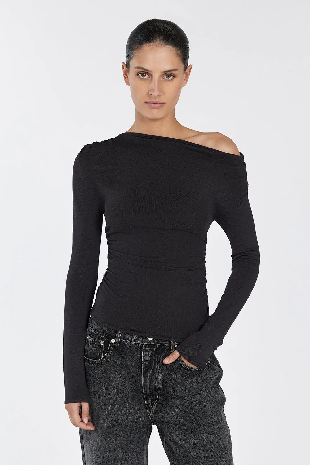 ENZO BITTER CHOC LONG SLEEVE TOP sold by Dissh product image thumbnail 2