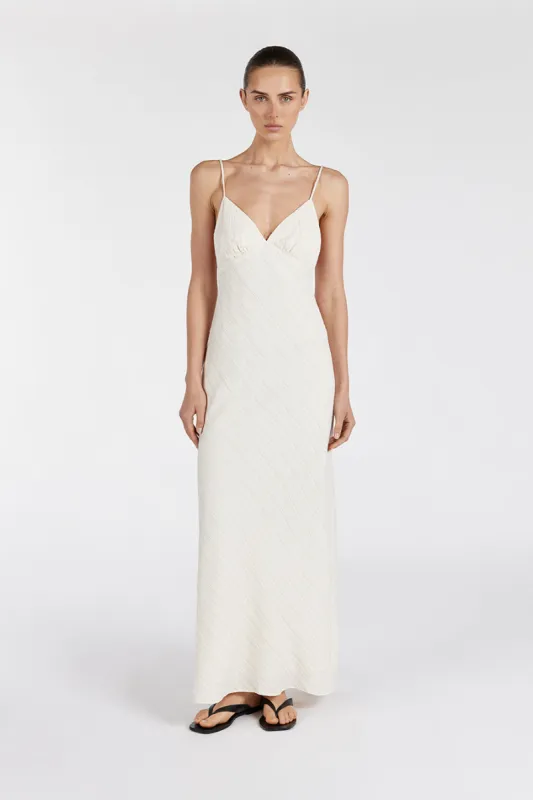 LOZ CREAM SLIP MIDI DRESS sold by Dissh