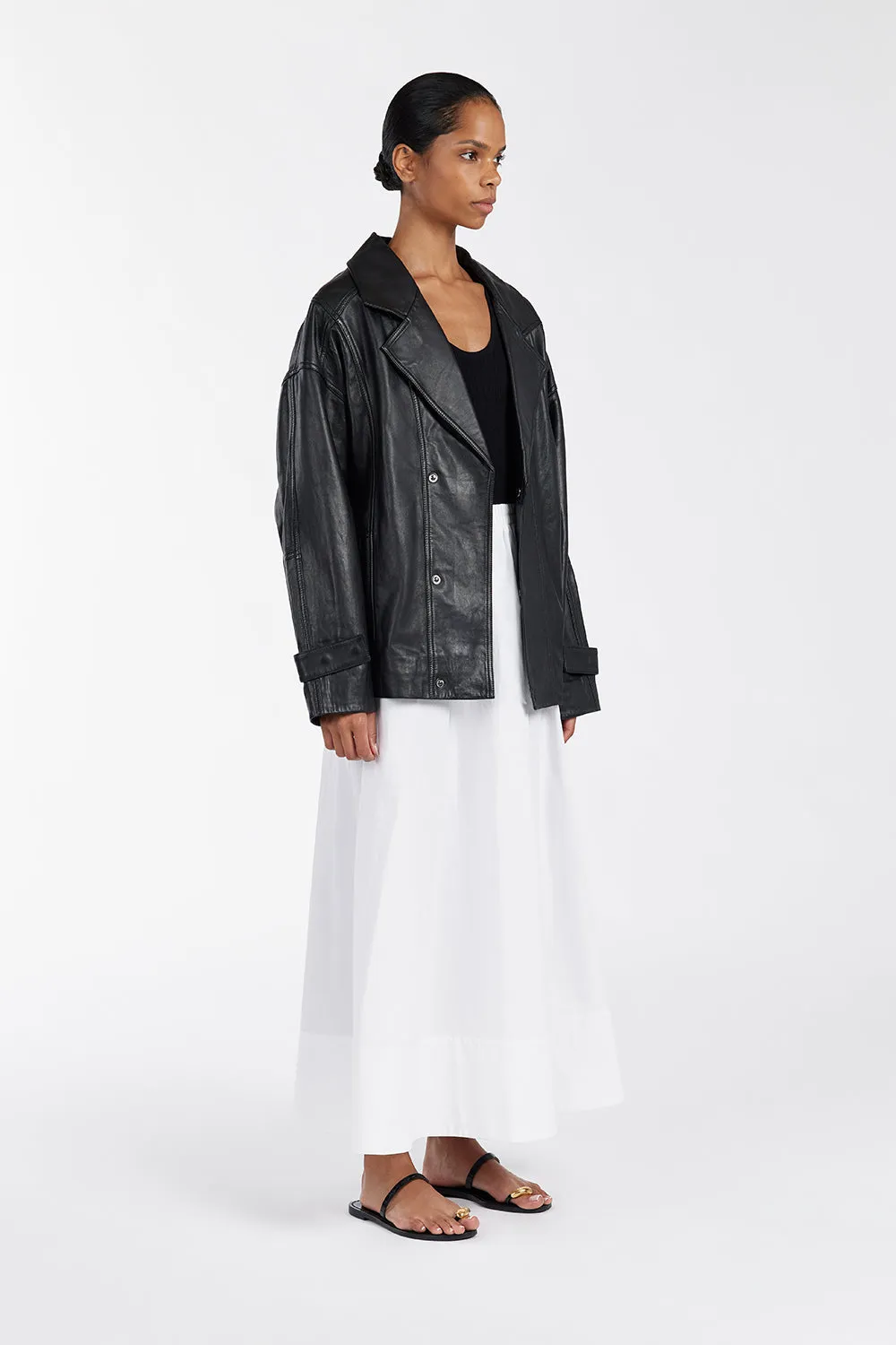 MARGOT BLACK OVERSIZED LEATHER JACKET sold by Dissh product image thumbnail 4