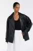 MARGOT BLACK OVERSIZED LEATHER JACKET sold by Dissh