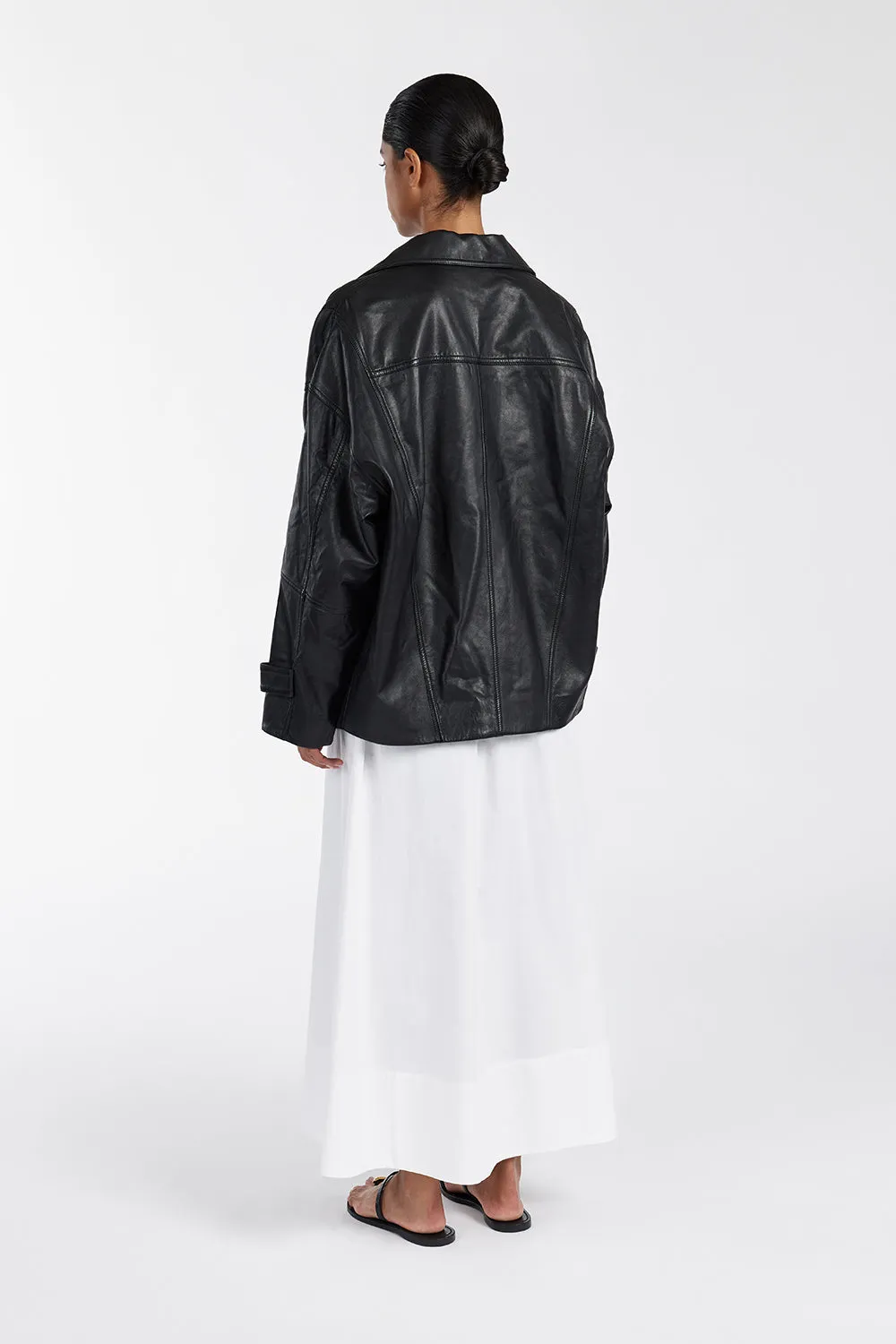 MARGOT BLACK OVERSIZED LEATHER JACKET sold by Dissh product image thumbnail 5