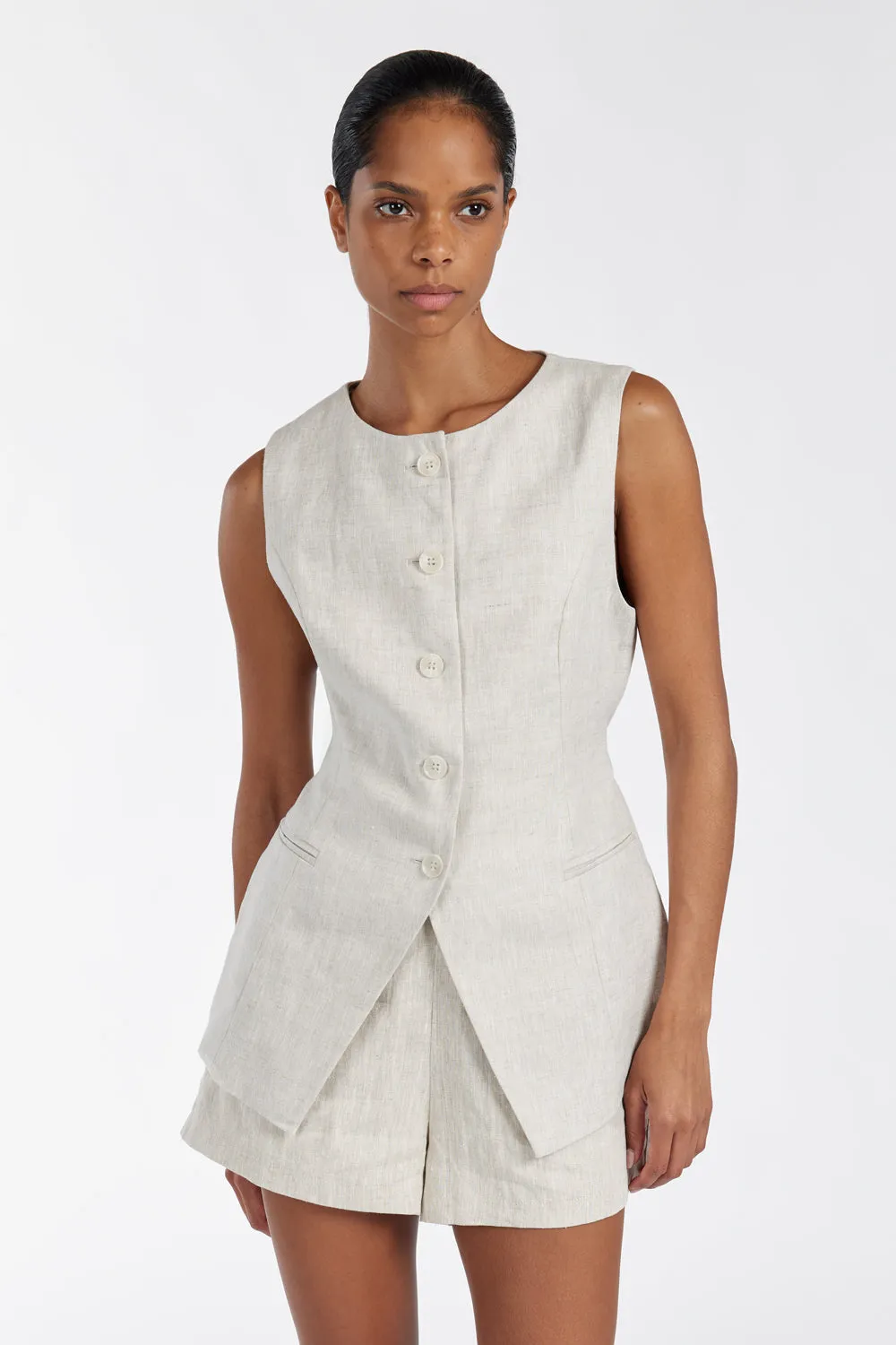 ALESSIA NATURAL LINEN VEST sold by Dissh product image thumbnail 3