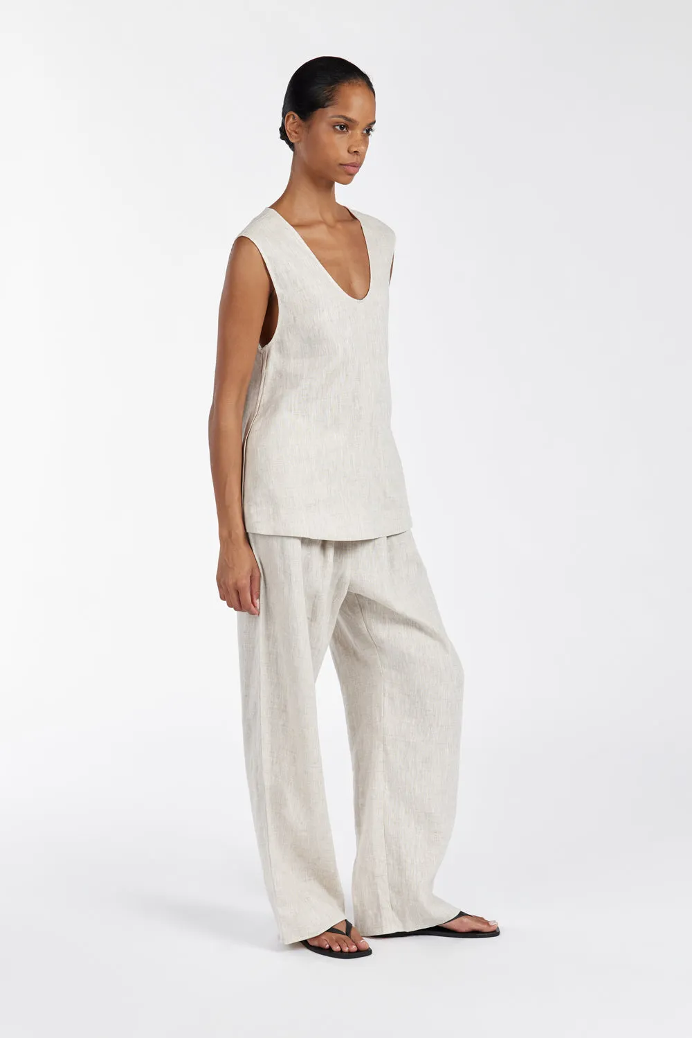 ANA NATURAL LINEN SCOOP TOP sold by Dissh product image thumbnail 3