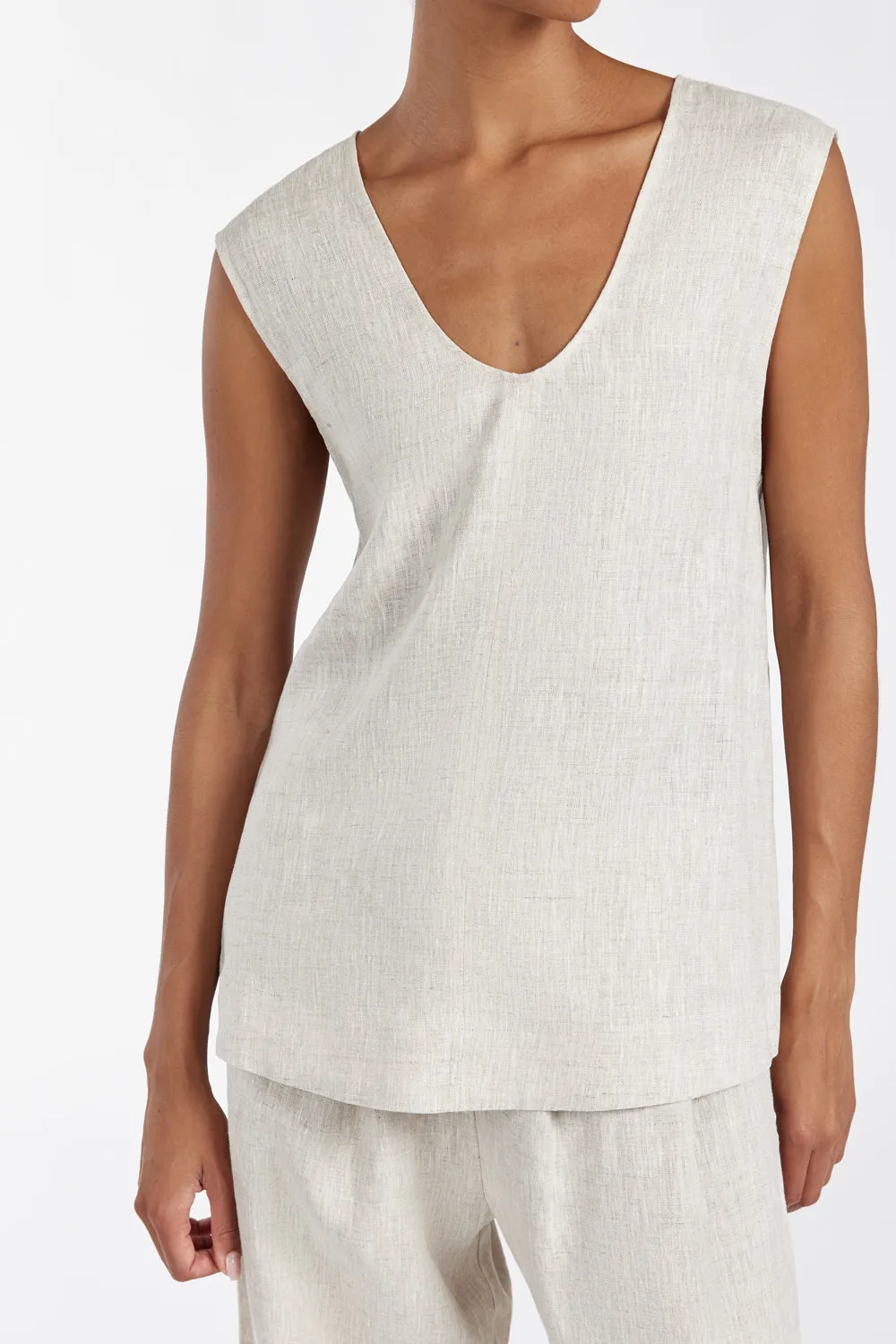 ANA NATURAL LINEN SCOOP TOP sold by Dissh product image thumbnail 5