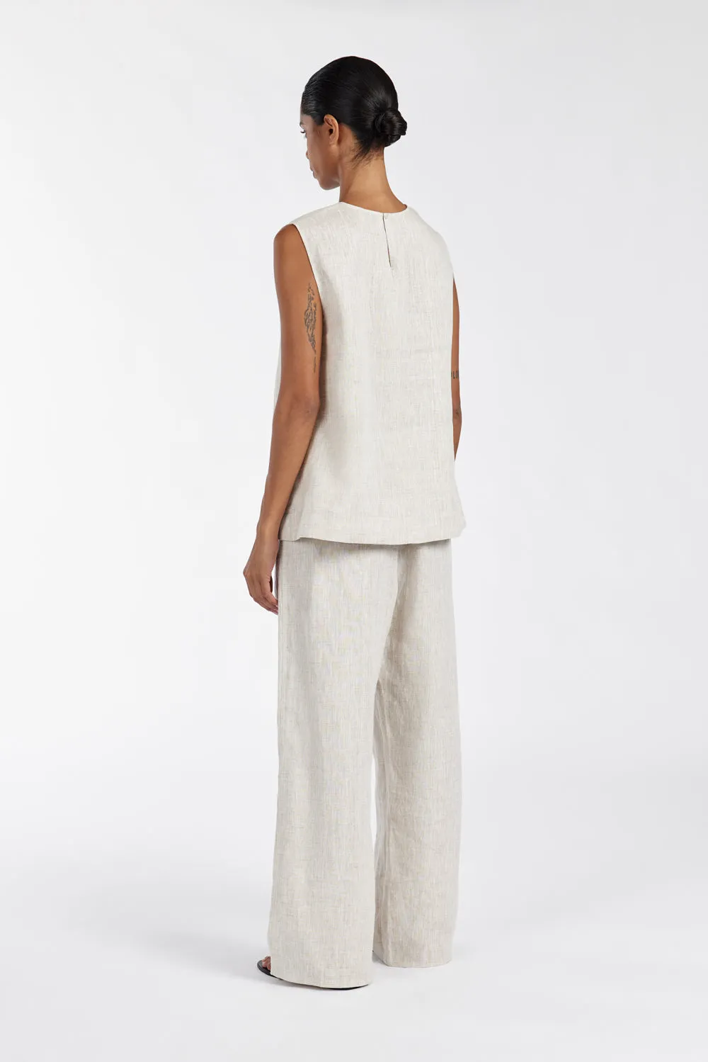 ANA NATURAL LINEN SCOOP TOP sold by Dissh product image thumbnail 4