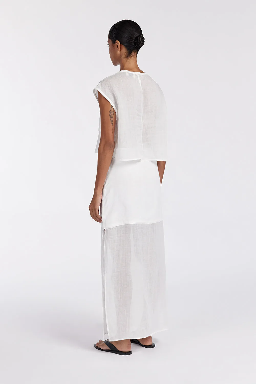 KAI WHITE RAMIE MIDI SKIRT sold by Dissh product image thumbnail 4