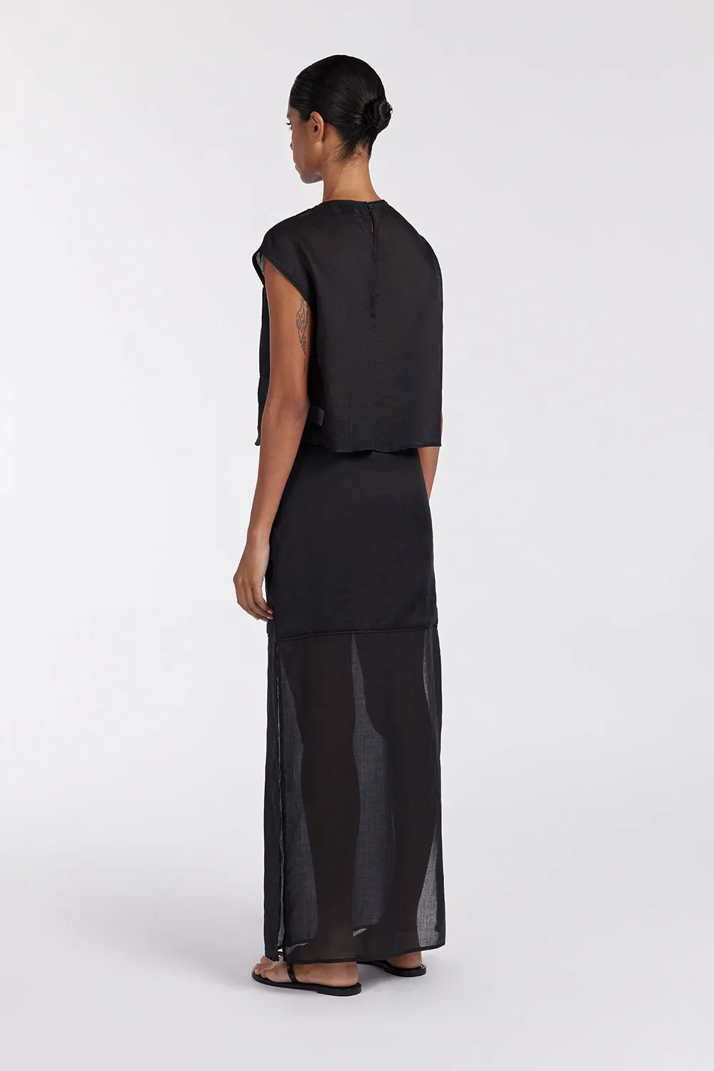 KAI BLACK RAMIE MIDI SKIRT sold by Dissh product image thumbnail 4