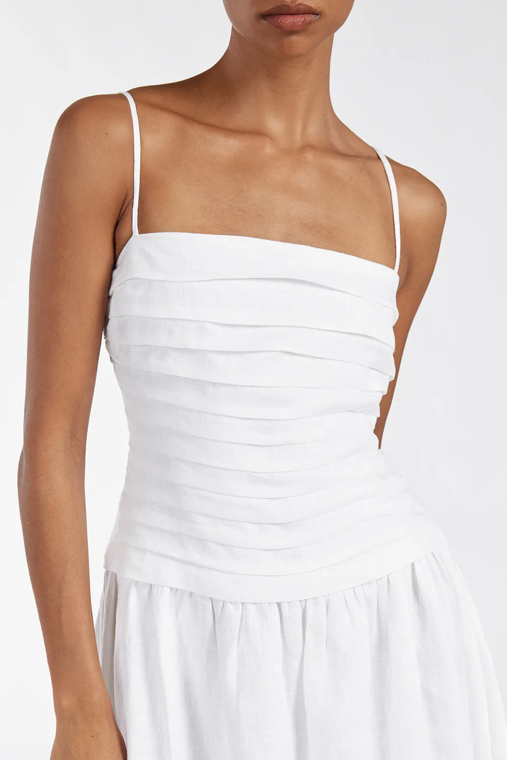 REECE WHITE LINEN MIDI DRESS sold by Dissh product image thumbnail 5