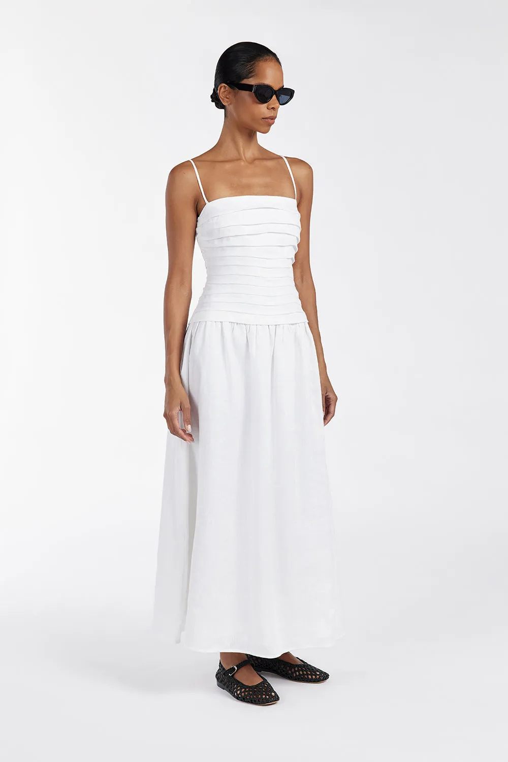 REECE WHITE LINEN MIDI DRESS sold by Dissh product image thumbnail 3