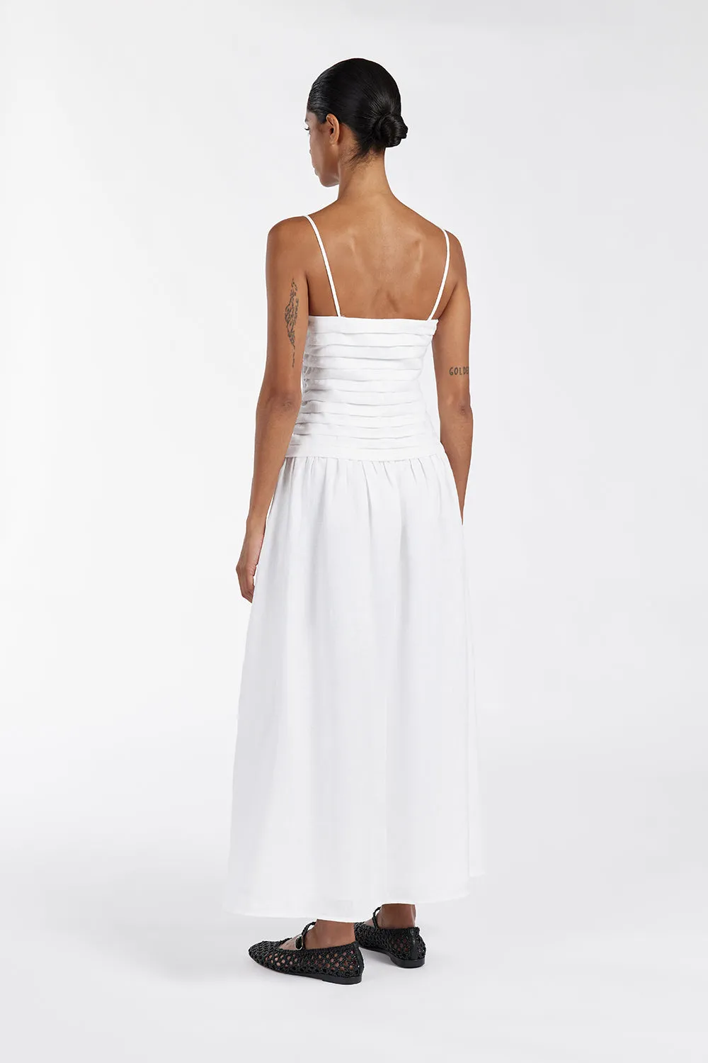 REECE WHITE LINEN MIDI DRESS sold by Dissh product image thumbnail 4