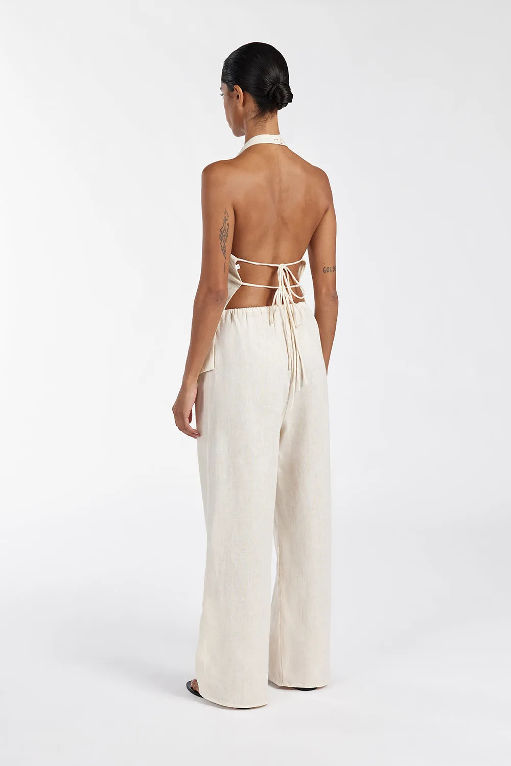 SERENA CREAM LINEN HALTER TOP sold by Dissh product image thumbnail 4