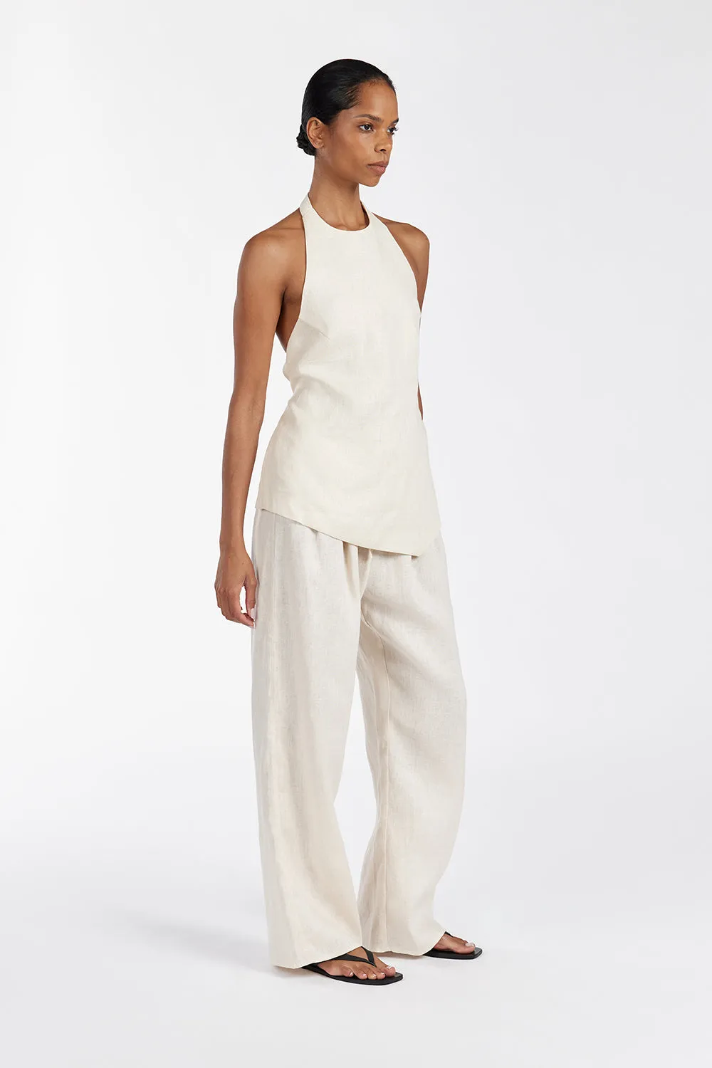 SERENA CREAM LINEN HALTER TOP sold by Dissh product image thumbnail 3