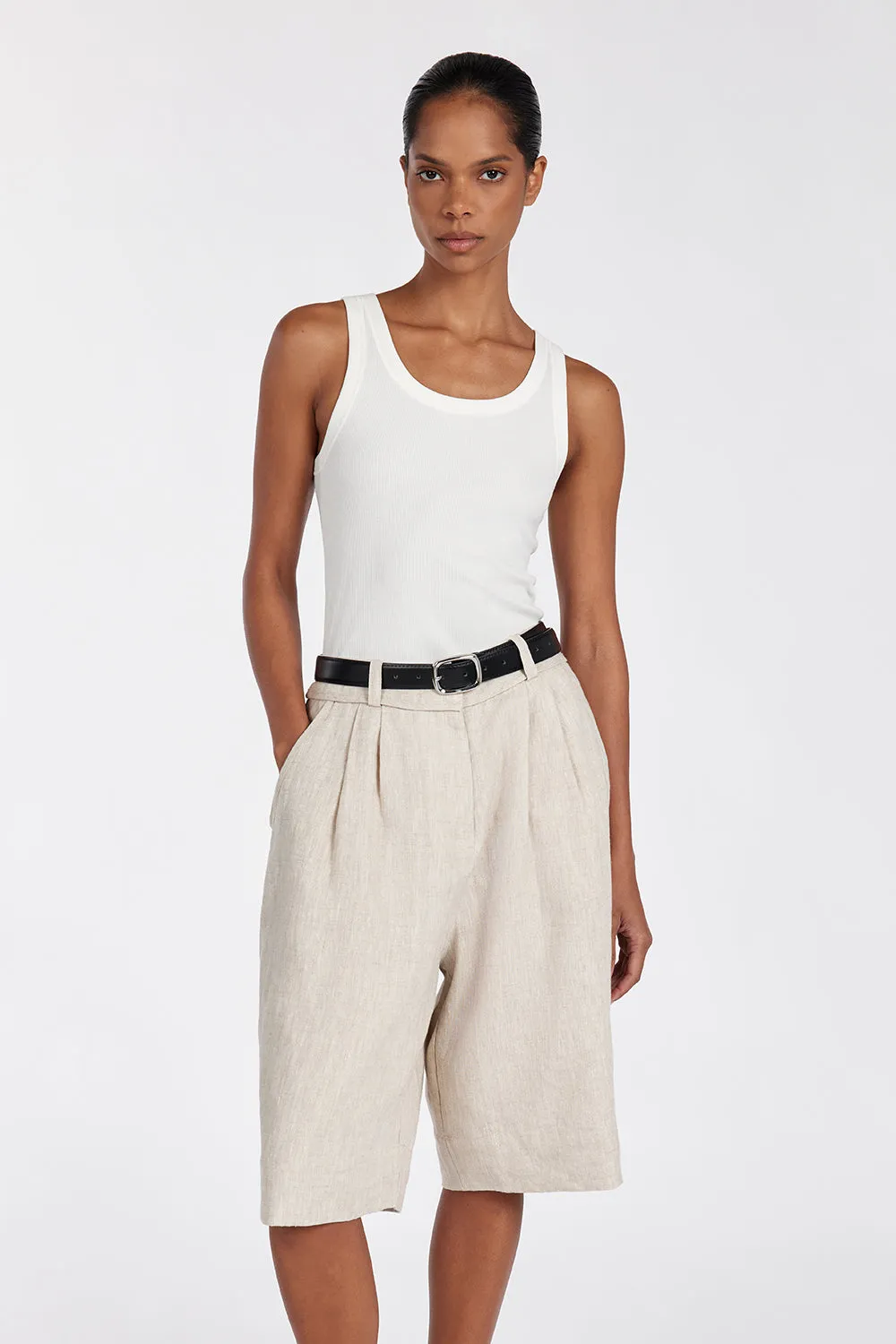 KAYLA NATURAL LINEN BERMUDA SHORT sold by Dissh product image thumbnail 3