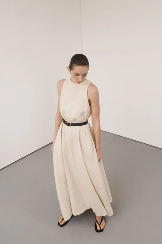 ISABELLE NATURAL LINEN MIDI DRESS sold by Dissh