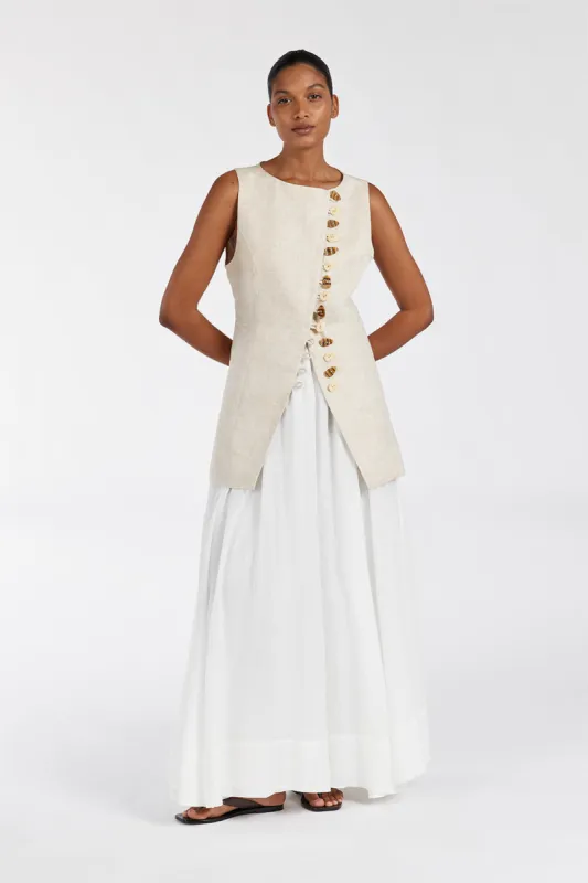 BAYLEE NATURAL SLEEVELESS LINEN TOP sold by Dissh
