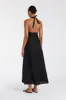 AUDREY BLACK HALTER LINEN MIDI DRESS sold by Dissh