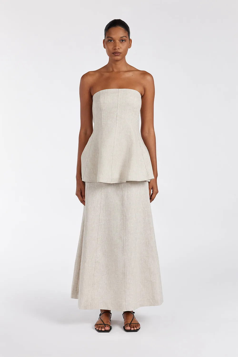 MONIQUE NATURAL LINEN TUNIC TOP sold by Dissh