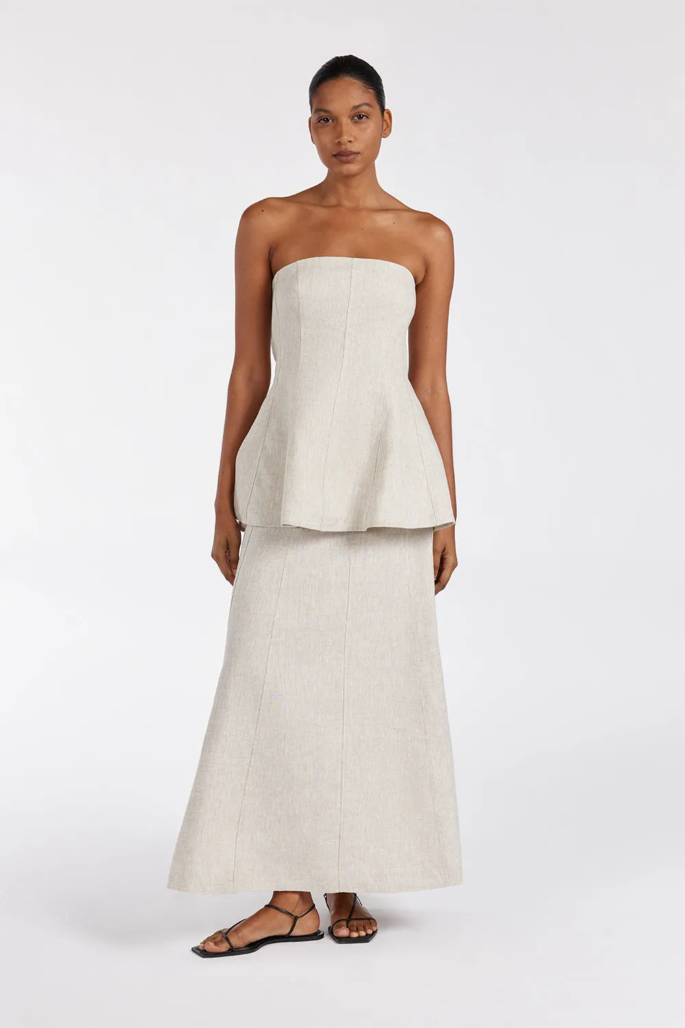 MONIQUE NATURAL LINEN SKIRT sold by Dissh