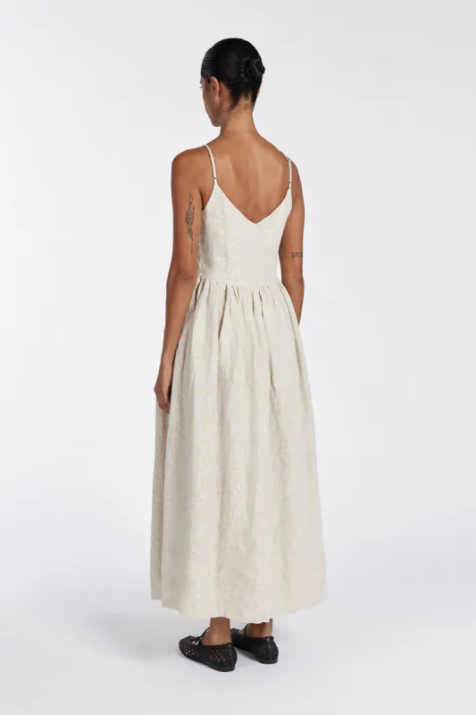white linen strapless midi dress Lilly Cotton Strapless Midi Dress in White By DISSH main image 1