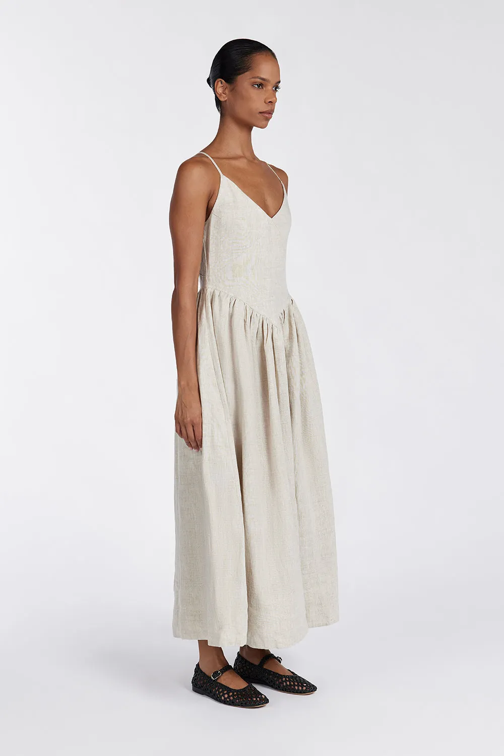 LEXI NATURAL LINEN MIDI DRESS sold by Dissh product image thumbnail 3