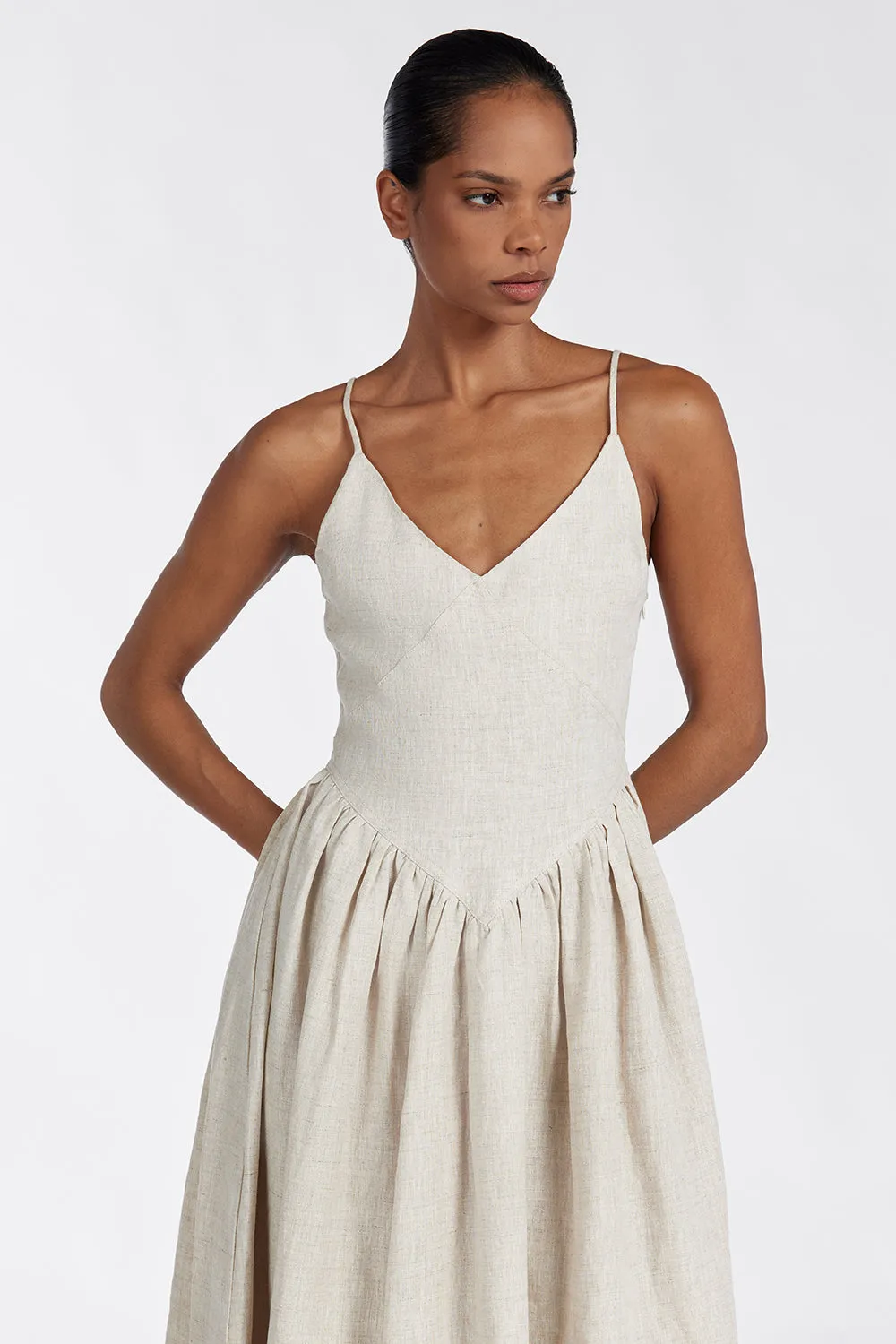 LEXI NATURAL LINEN MIDI DRESS sold by Dissh product image thumbnail 2