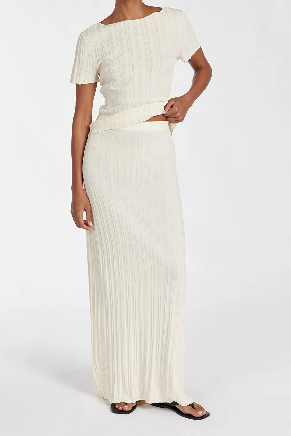 SYLVIA CREAM KNIT MIDI SKIRT sold by Dissh product image thumbnail 2