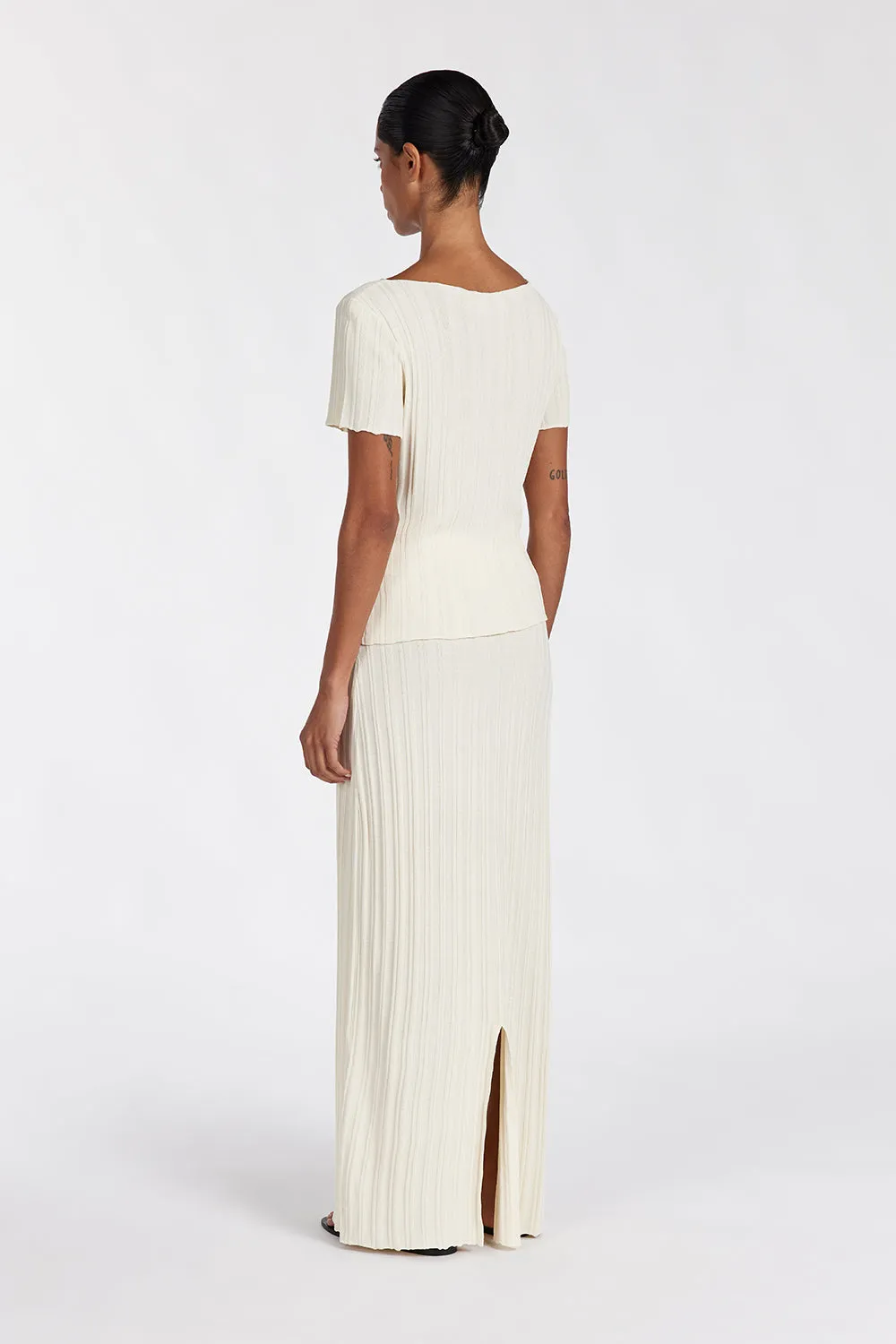 SYLVIA CREAM KNIT MIDI SKIRT sold by Dissh product image thumbnail 4