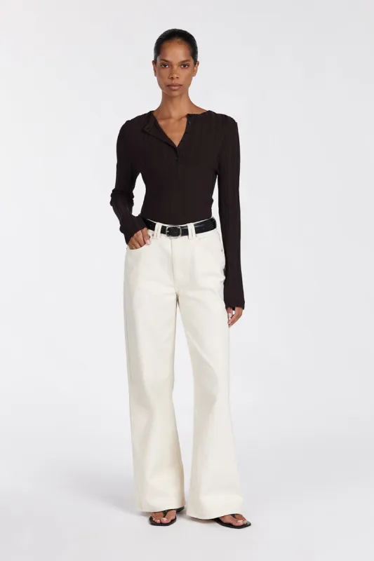 SYLVIA BITTER CHOC LONG SLEEVE TOP sold by Dissh