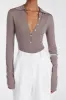 JANE TAUPE MERINO POLO KNIT TOP sold by Dissh