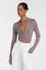 JANE TAUPE MERINO POLO KNIT TOP sold by Dissh