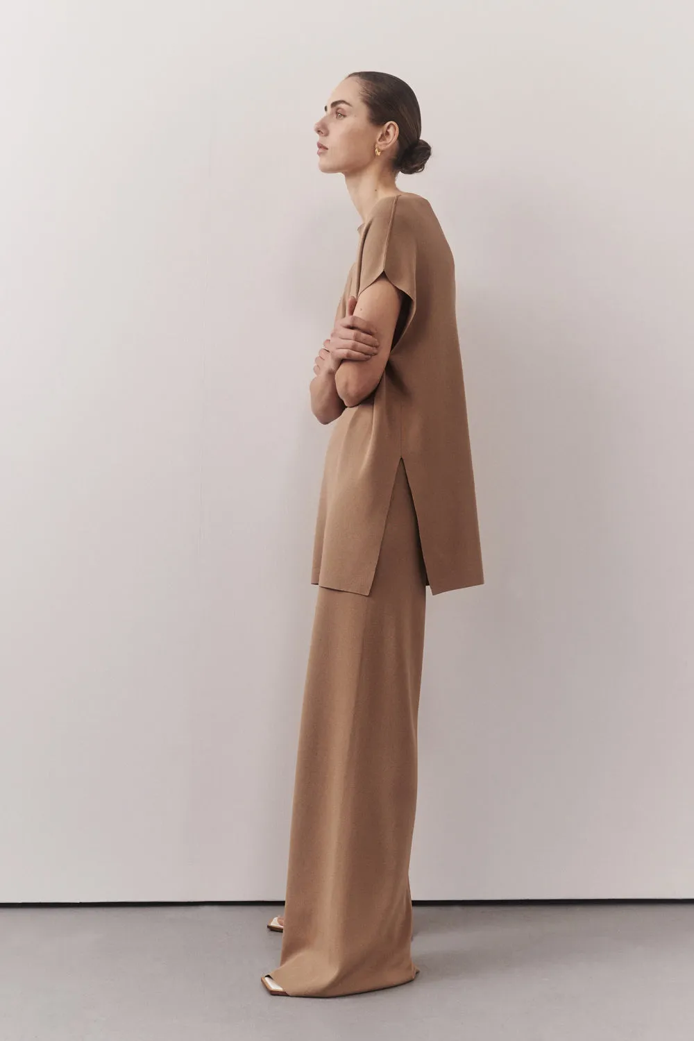 MABLE TAN KNIT PANT sold by Dissh