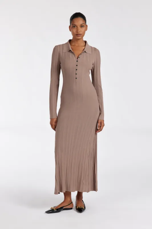 SYLVIA TAUPE POLO KNIT MIDI DRESS sold by Dissh