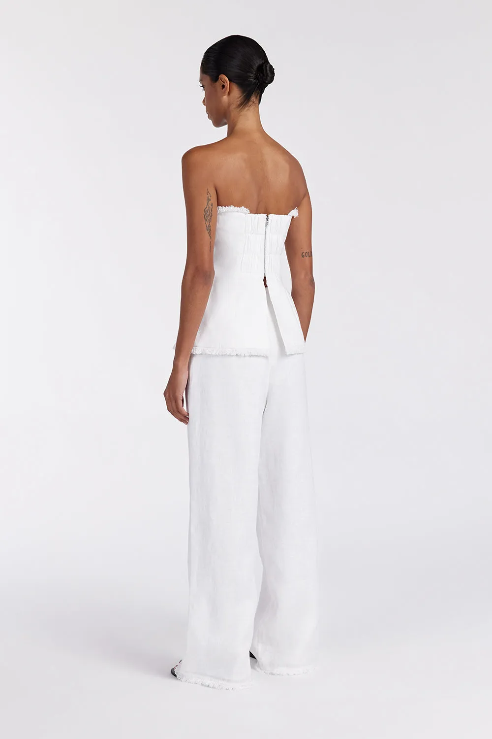 ZAHARA WHITE LINEN FRINGED PANT sold by Dissh product image thumbnail 4