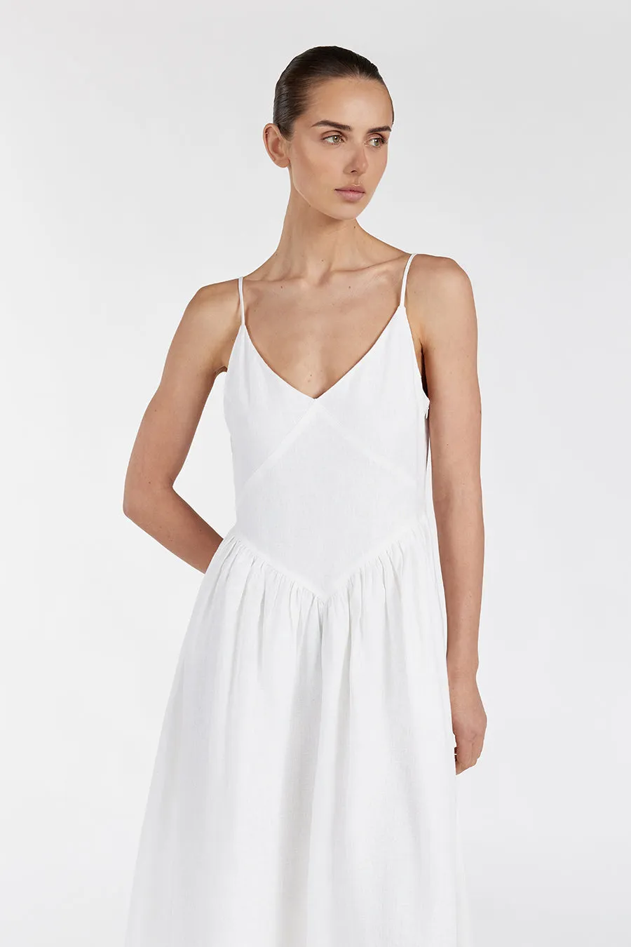LEXI WHITE LINEN MIDI DRESS sold by Dissh product image thumbnail 2