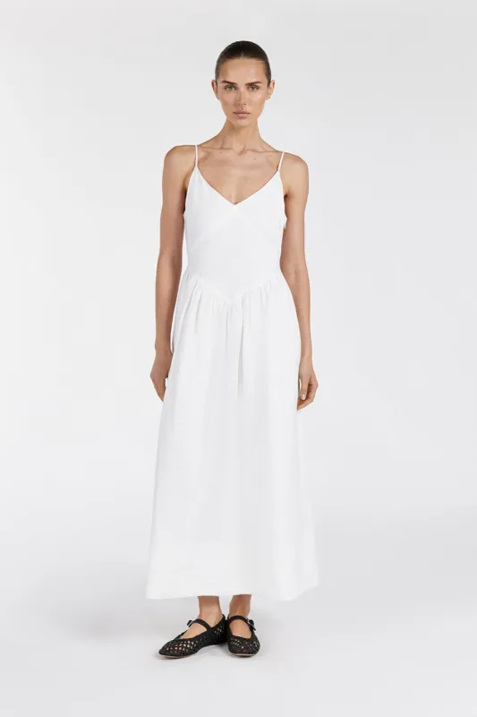 LEXI WHITE LINEN MIDI DRESS sold by Dissh