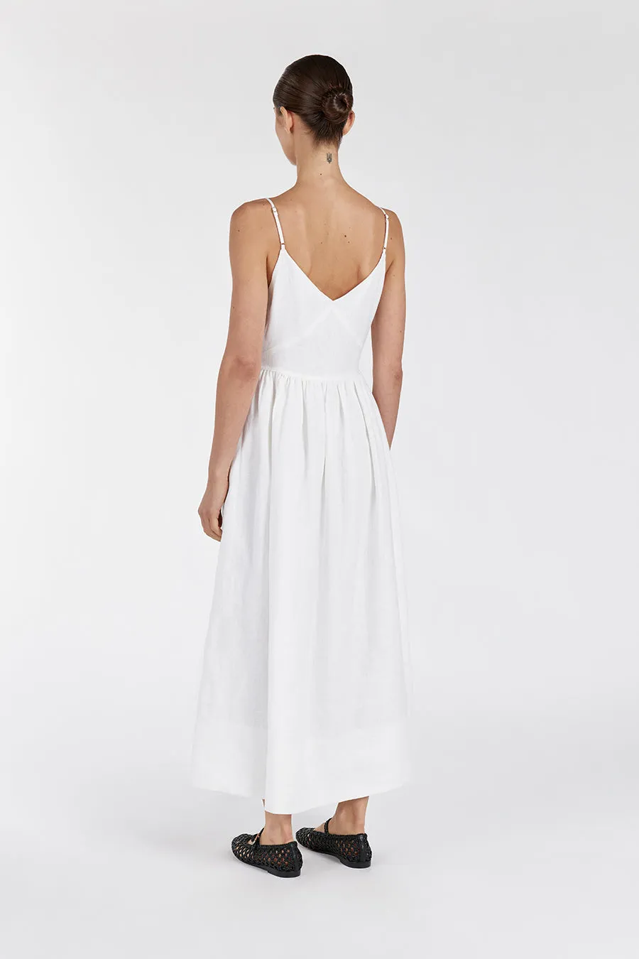 LEXI WHITE LINEN MIDI DRESS sold by Dissh product image thumbnail 4